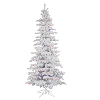 Vickerman Flocked White Spruce Slim Artificial Christmas Tree