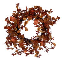 22" Orange Fall Leaves and Berry Wreath