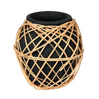 Vickerman Charcoal Terracotta Vase with Wicker