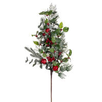Vickerman Green Holly Pine and Red Jingle Bell Collection