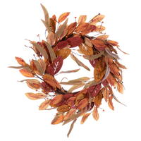 Vickerman Cream Red Artificial Leaf Wreath