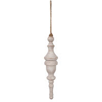 12" Whtwsh Turned Wood Finial Ornt 2/Bag