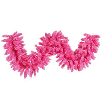 Vickerman Flocked Pink Artificial Christmas Garland