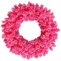 Vickerman Flocked Pink Artificial Christmas Wreath
