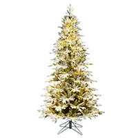 Vickerman Flocked Kamas Fraiser Fir Slim Artificial Christmas Tree 3MM Warm White