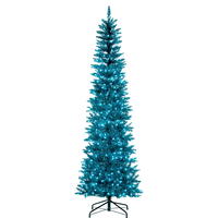 Vickerman Aqua Tinsel Pencil Artificial Christmas Tree