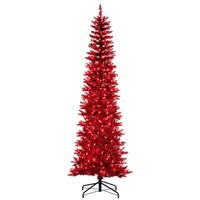 Vickerman Red Tinsel Pencil Artificial Christmas Tree
