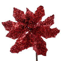 Vickerman Glitter Poinsettia Stem