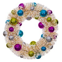 Vickerman 18" Frosted Wreath with Ball Ornaments