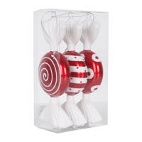 Vickerman 7" Assorted Flat Candy Glitter Ornaments 3/Pk