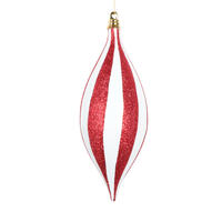 Vickerman White/Red Glitter Ornament