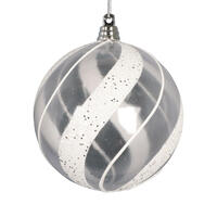Vickerman Clear Ball White/Silver Glitter Ornament