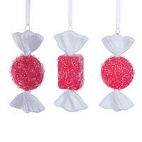 7-8" Icy Sugar Flat Candy Ornament 3/Set