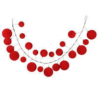 4' Flocked Red Ball Ornament Garland