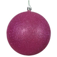 2.75" Magenta Glitter Ball Drilled 12/Ba