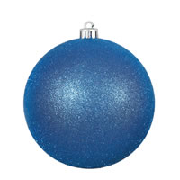 3" Blue Glitter Ball Drilled 12/Bag