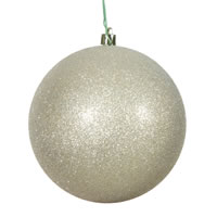 8" Champagne Glitter Ball Drilled Cap