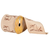 4"x10yd Tan Embroidered Reindeer