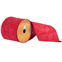 4"x10yd Red Embroider Swirl Berry