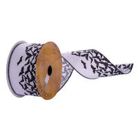 2.5"x10yd Black White Bats Ribbon