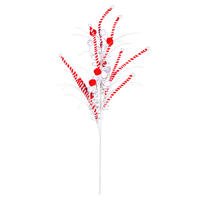 20" Red/White Candy Cane Pom Spray 6/Bag