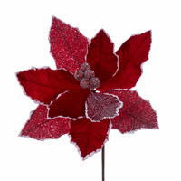 Vickerman 17" Glitter Poinsettia Stem