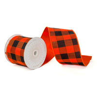 4"x10yd Orange Black Buffalo Check