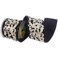 4"x5yd Velvet Jewel Champagne Scroll