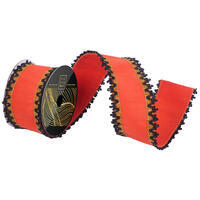 3"x10yd Dupion Gold/Black Trim Ribbon