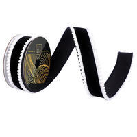 1.5" x 10yd Velvet Wired Pom Pom Trim Ribbon