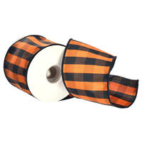 4"x10Y Orange Aspen Checks Ribbon