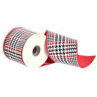 Vickerman Red Houndstooth Plaid Ribbon