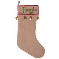 8"x19" Burlap Jingle Stocking