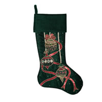 Vickerman Beaded Ornament Velvet Christmas Stocking