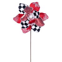 Vickerman 19" x 9" Red/White/Black Magnolia Stem