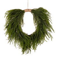 Green Norfolk Pine Heart Wreath Jute