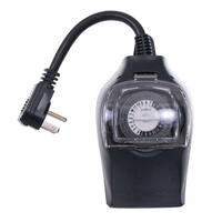 Vickerman Outdoor Mechanical Pin Timer with 14Ga 6" Power Cord and Grounded Plug, and 2 Grounded Outlets, Water proof Clear Cover