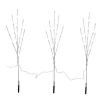 Vickerman 3Pc LED Pure White Twig Stake Lights