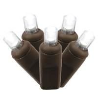 Vickerman Single Mold Wide Angle Brown Wire LED Christmas light set, Poly Bag