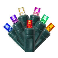 Vickerman Single Mold Wide Angle Green Wire LED Christmas light set, Poly Bag